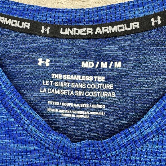 Under Armour The Seamless Tee Men's Sz M Blue Fitted Crew Neck T-Shirt Athletic - Picture 4 of 8